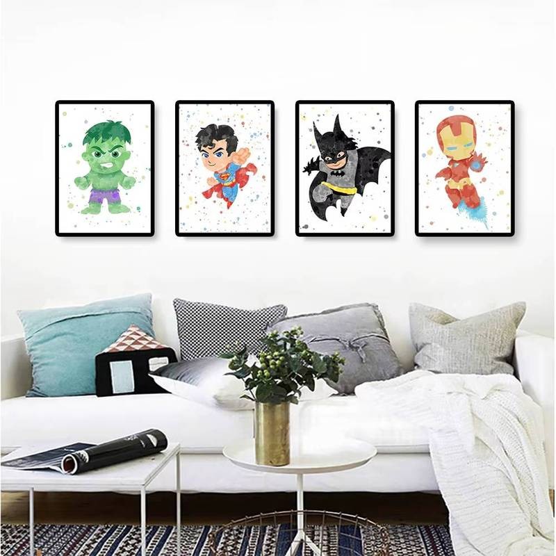 Marvel Iron Man Người Nhện Siêu Anh Hùng Trẻ Em Tranh Nhà Phòng Trẻ Em Phòng Ngủ Nghệ Thuật Trang Trí Poster Canvas In Bức Tranh Tường