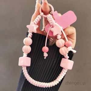 Điện Thoại Di Động Dây Chuyền Dây Bện Cổ Tay Ngắn Đính Hạt Ngôi Sao Handmade Mặt Dây Chuyền Túi Móc Khóa ins Niche