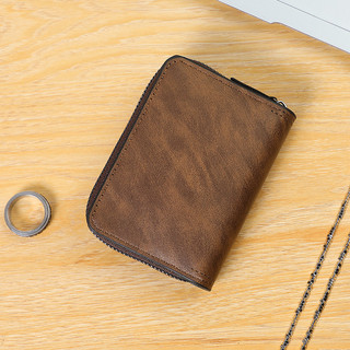 Nam Vintage Ngắn Bifold Ví Thẻ Tín Dụng ID Lưu Trữ Dung Tích Lớn Dây Kéo Đồng Xu Ví Tiền Mặt