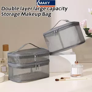 MAKY Du Lịch Lưới Rửa Túi Bảo Quản Trang Điểm Tổ Chức Mỹ Phẩm Trang Điểm Hộp Chăm Sóc Da Hộp Nhựa Túi Xách Cho Nữ Nam Phòng Tắm VN