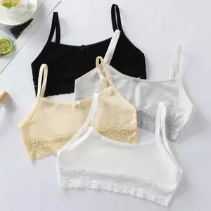 YOLOGO Áo ngực bé gái tuổi teen, Quần lót ren nơ không dây cho bé gái, Cotton mềm mại chất lượng cao Thoải mái thoáng khí thể thao Áo Vest tập luyện Maiden