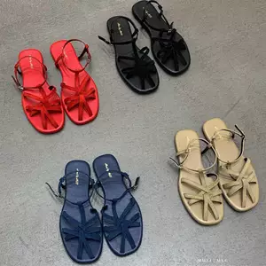 TT Dây Đeo Chéo Rỗng Đế Bằng La Mã Dép Nữ Mùa Hè Phù Hợp Với Khóa Phẳng Dây Đeo Dép Giày Đi Biển