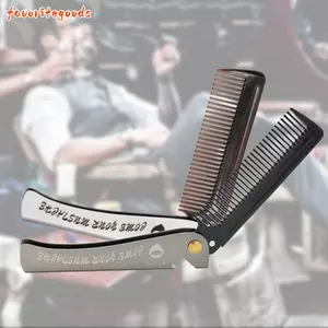 Lược chải tóc FAVORITEGOODS, Lược chải tóc nam có thể gập lại bằng thép không gỉ, Dụng cụ tạo kiểu tóc Lược chải râu di động