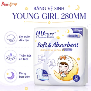 Băng Vệ Sinh Ngày Và Đêm Young Girl 280mm Siêu Thấm Hút, Chất Liệu Bông Mềm Mại Êm Ái, Mỏng Nhẹ