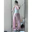 Thiết kế Mỹ Cảm giác mặc nhiều lớp Áo Vest màu tương phản Bộ đồ hai mảnh Nữ Hot Girl In chữ không tay Slim-fit Sli