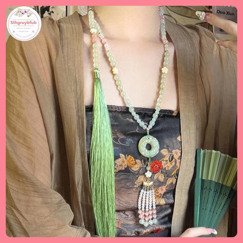 STHB Phong Cách Trung Hoa Đính Hạt Dài sel Nelaces Phong Cách Dân Tộc Hanfu Sườn Xám Nelaces Phụ Kiện Retro Trang Sức Dành Cho Nữ VN