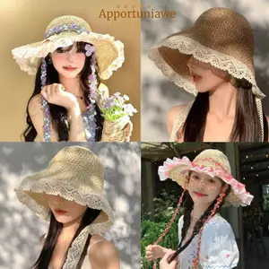 Mũ Rơm IAPPORTUNIA, Mũ Viền Ren Vành Lớn Có Thể Gập Lại, Chống Nắng Chất Lượng Cao UV Bảo Vệ UPF 50 + Mũ Chống Nắng Nữ Bé Gái