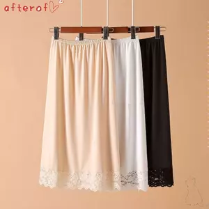 Váy lót AFTEROF, Váy dài nửa dài chống chói bằng lụa băng mỏng, thời trang màu trơn lưng cao co giãn chống thấm nước Váy ngắn nữ