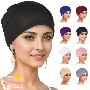 Mũ Bonnet Co Giãn TOPTOOLCX, Mũ Hijab Hồi Giáo Thời Trang Cao Cấp, Mũ Trùm Đầu Nữ Màu Trơn Musliman Turban Đóng Khăn Hijab Underscarf