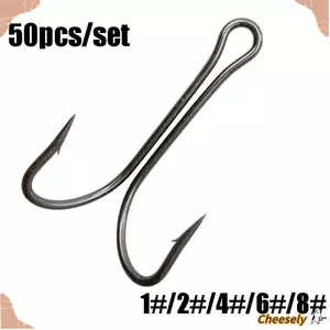 Móc câu đôi CHEESELY Đục lỗ Đầu bền Kích thước 1 2 4 6 8 Mồi cá