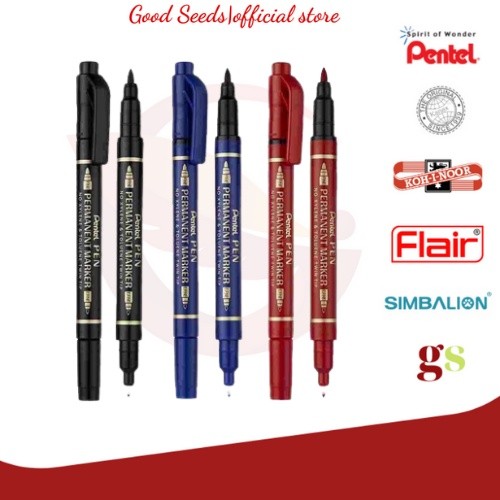 Bút dạ dầu lông dầu 2 đầu Pentel N75W viết trên mọi bề mặt nhanh khô không phai 3 màu lựa chọn