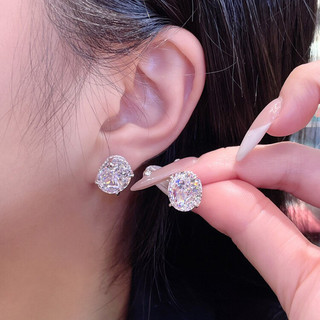 Châu Âu Mỹ ins Phong Cách Mới 5 Carat Zircon Bông Tai Kim Cương Nữ
