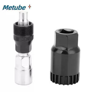 METUBE 1 bộ Dụng cụ vắt tay quay xe đạp, Dụng cụ tháo giá đỡ đáy bằng thép Carbon hạng nặng, Dải bền + Bộ sửa chữa xe đạp kéo quay màu đen