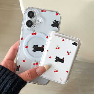 Ốp điện thoại họa tiết anh đào và mèo Thích hợp cho iPhone 16plus 11 12promax 13 14 15 pro max Ốp điện thoại 14promax 15pro 16 Pro max 17 promax 17air Vỏ