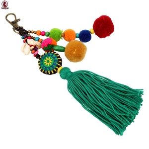 Móc khóa tua rua Pom Pom đầy màu sắc DIY để trang trí túi