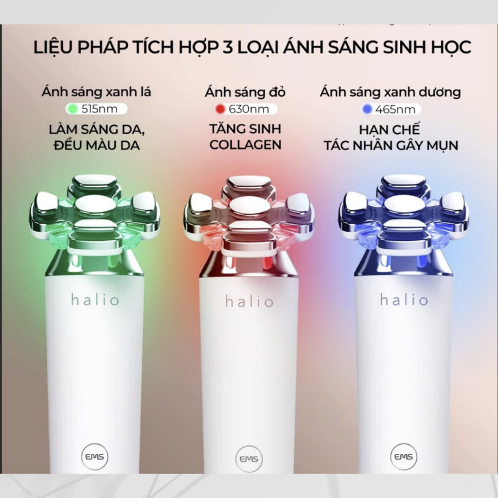 Máy nâng cơ, giảm mỡ mặt & trẻ hoá da kết hợp ánh sáng sinh học Halio RevitaWave Skin Rejuvenat - BH 12 Tháng