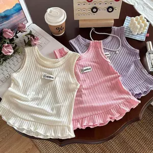 Áo Vest lụa băng mùa hè cho bé gái (90-150) Áo ren mỏng không tay ngọt ngào thời trang
