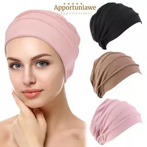 IAPPORTUNIA Mũ Thở Mềm Hồi Giáo Mũ Khăn Vải Co Giãn Mũ Cotton Ruffle