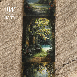 JIANWU 80mm * 209cm Vintage Lakeside Cây Vật liệu phong cảnh Cắt xén Thêu Sò Băng Washi Sáng Tạo DIY Tạp Chí Văn Phòng Phẩm