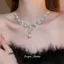 Kim Cương Ngọc Trai Hoa Tròn Mặt Dây Chuyền Vòng Cổ Retro Phong Cách Tòa Án Cỏ Ba Lá Dây Chuyền Ánh Sáng Sang Trọng Cao Cấp Vòng Cổ Nữ