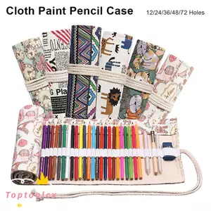 TOPTOOLCX 1 Túi Đựng Bút Chì, Bút Chì Vải Phác Thảo Nhiều Màu Sắc, Bền 12 / 24 / 36 / 48 / 72 Lỗ Bút Chì Cuộn Tranh Văn Phòng Phẩm