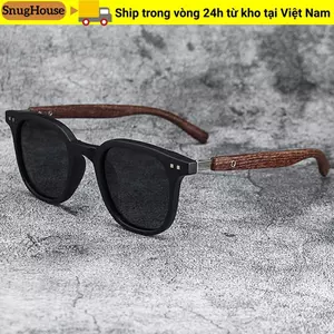 Kính râm gọng vuông SNUGHOUSE, Chụp ảnh đường phố ngoài trời Bảo vệ tia cực tím Kính râm hạt gỗ, Kính mắt đi xe đạp cổ điển dành cho nữ và nam giới