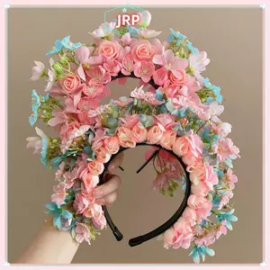 JRP Vải Nhân Tạo Hoa Cho Nữ Dân Tộc Mô Phỏng Vương Miện Vòng Hoa Đảng Mũ Đội Đầu JRP