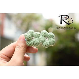Kẹp tóc mỏ vịt bông hoa đôi tiểu thư xinh xắn cho nữ và bé gái 5.5cm |Cặp tóc len |Shop Rô Handmade