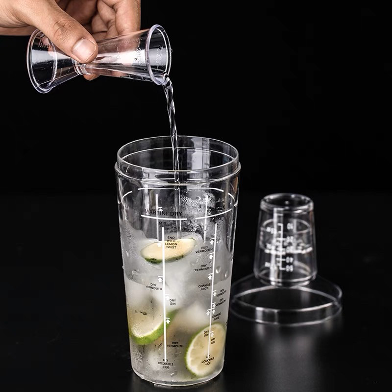 Shaker/ Bình Lắc Nhựa Vạch Đậm Cao Cấp 530ml và 700ml – Dụng Cụ Pha Chế Chuyên Nghiệp