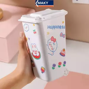 MAKY Mini Để Bàn Thùng Rác Có Thể 4 Màu Hộp Đựng Rác Phòng Khách Bàn Cà Phê Có Nắp Giỏ Giấy Nhỏ Túi Đựng Rác Nhựa VN
