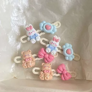 Set 2 Kẹp Tóc Mái Hình Gấu Nơ - Thỏ Trái Tim Đánh Yêu Cho Nữ K300