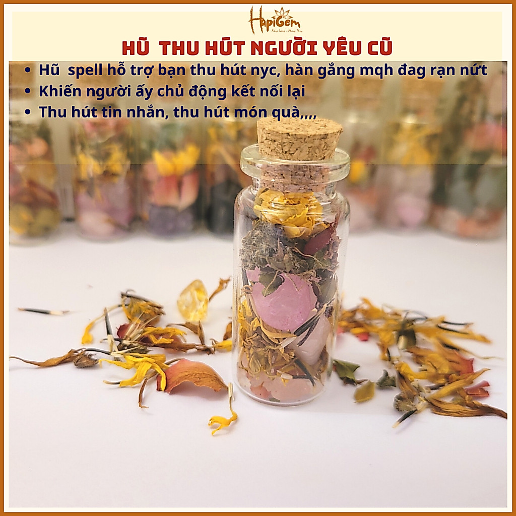Hũ spell thu hút  NYC - thạch anh mix thảo mộc thiên nhiên