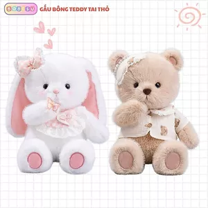 Gấu Bông Teddy Thỏ Tai Dài Đeo Yếm Nơ Siêu Xinh Lông Mềm Mại Cao Cấp Quà Tặng Sinh Nhật Cho Bạn Gái,Cho Bé, Bobesu