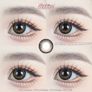 Lens mắt Bean Milk Brown màu nâu viền nhám bản lớn - size vừa, thương hiệu Babiee, hsd 12 tháng