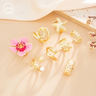 Kim loại nhỏ giọt dầu ngọc trai sao biển vòng hoa phụ kiện thời trang đơn giản cho nữ
