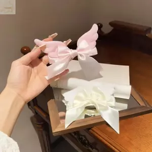 Kẹp Tóc Nơ AWNGD, Kẹp Cá Sấu Nơ Dễ Thương Kẹp Tóc Cánh Thiên Thần, Quà Tặng Ruy Băng Satin Sang Trọng Đầu Sau Kẹp