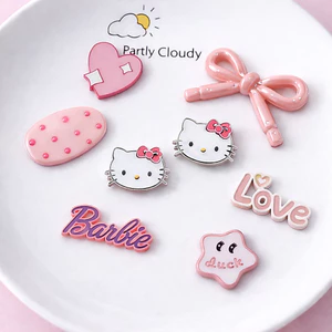 Set Charm Hello Kitty Nơ Hồng Ngọt Ngào Cute Barbie Love May Mắn Phong Cách Kawaii Dễ Thương Trang Trí Dép Phụ Kiện