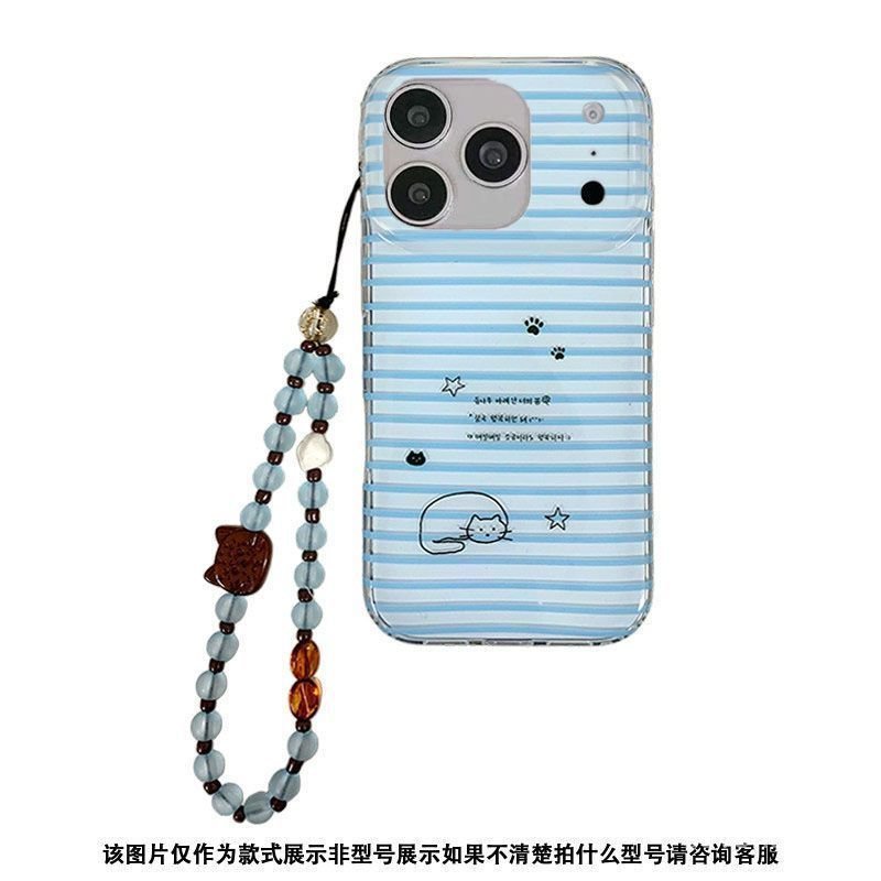 Ốp Điện Thoại Thích Hợp Cho iPhone XS XR 11 12mini 13 14 15 16 17 Pro max Plus Air Hàn Quốc Sọc Xanh Dây Xích Mèo Chống Sốc Vỏ Bảo Vệ Chống Sốc Bao Gồm Tất Cả FDPI