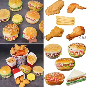 CAST Mô hình thực phẩm nhân tạo Đạo cụ ảnh Shopwindow Hiển thị cảnh làm bánh Mô hình Hamburger Khoai tây chiên Sandwish
