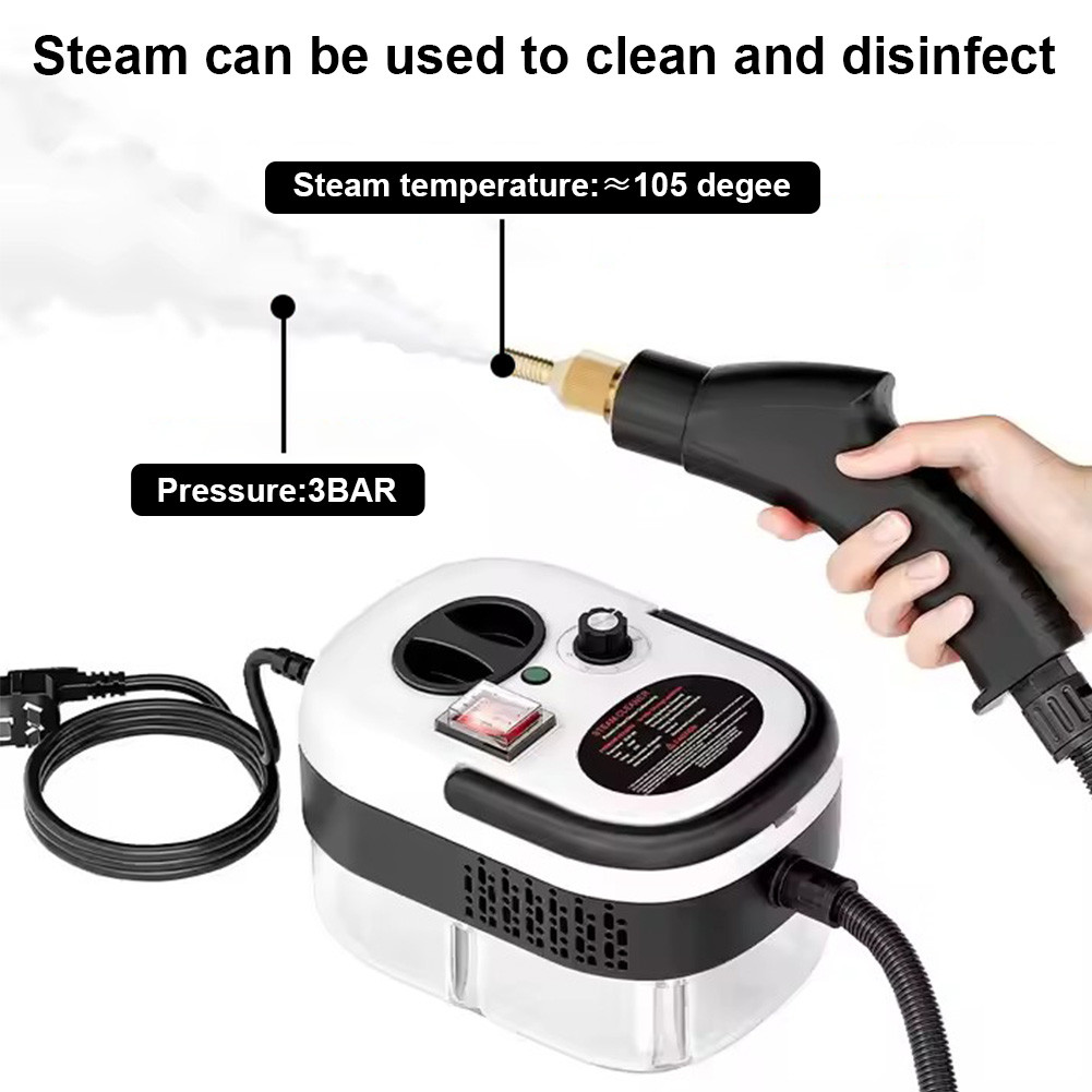 Máy làm sạch hơi nước 2500W 6 bánh có thể điều chỉnh áp suất cao & nhiệt độ Máy làm sạch hơi nước đa năng Máy làm sạch di động