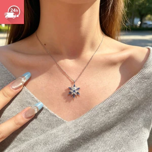 Bông tuyết mới tinh tế dành cho nữ zircon xanh thiết kế thích hợp đi lại vòng cổ đa năng
