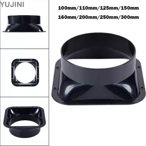 Khớp nối ống thông gió YUJUNI, Đầu nối mặt bích tường màu đen 100-300MM, Phụ kiện gia đình Kết nối ống dẫn khí ABS Nhà bếp