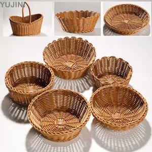 Giỏ phục vụ dệt thoi YUJINI Mây, Giỏ đựng rau củ quả có độ cứng dệt tay, Giỏ đựng rau quả 10 kiểu gia đình Giỏ mây Nhà hàng phục vụ trưng bày để bàn