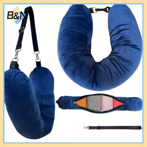 Gối du lịch B & N có túi đựng quần áo có thể đổ đầy Vỏ gối hình chữ U Vỏ gối lông cừu pha lê Ne cho du lịch trên máy bay.