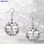 Bluelover 1 Đôi 70s Màu Bạc Sáng Bóng Disco Bóng Tòn Ten Bông Tai Nữ Thoáng Mát Thời Trang Trang Trang Sức Retro Tròn Thả Bông Tai Mới