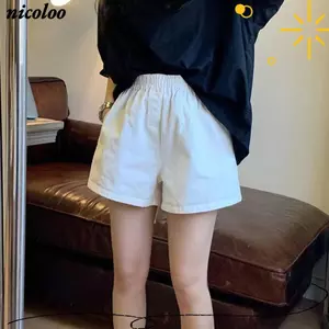 Quần Short NICOLOO Dành Cho Nữ, Quần Short Mùa Hè Eo Co Giãn Eo Cao, Thoải Mái Thoáng Khí Một Dây Rộng Chân Trắng Quần Short Mặc Mùa Hè