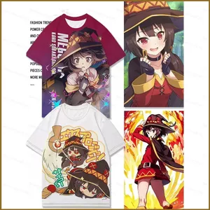 KonoSuba Thần Phước Lành Trên Thế Giới Tuyệt Vời Cosplay Vải 3D Mùa Hè Áo Thun Anime Tay Ngắn