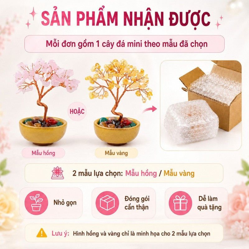 Cây Đá Thạch Anh Mini 18 Viên Trang Trí Bàn Làm Việc Kệ Sách Góc Trang Điểm Quà Tặng Nhỏ Cho Bạn Bè