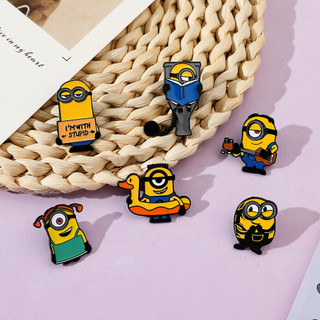 6 Cái / bộ Ngộ nghĩnh Minions Kim Loại Men Pin Kawaii Hoạt Hình Thổ Cẩm Cho Ba Lô Mũ Quần Áo Giáng Sinh