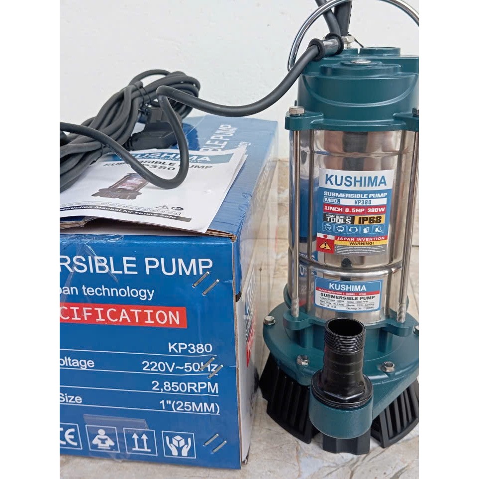 Máy Bơm Chìm- Bơm Tõm KUSHIMA KP380-380W-Máy Dùng Cho Gia Đình, Các Công Trình, Công Trường